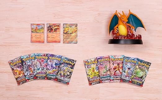 pokémon tcg: charizard ex super premium collection (3 foil promo cards, 1 card display figure & 10 booster packs)