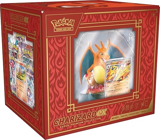 pokémon tcg: charizard ex super premium collection (3 foil promo cards, 1 card display figure & 10 booster packs)